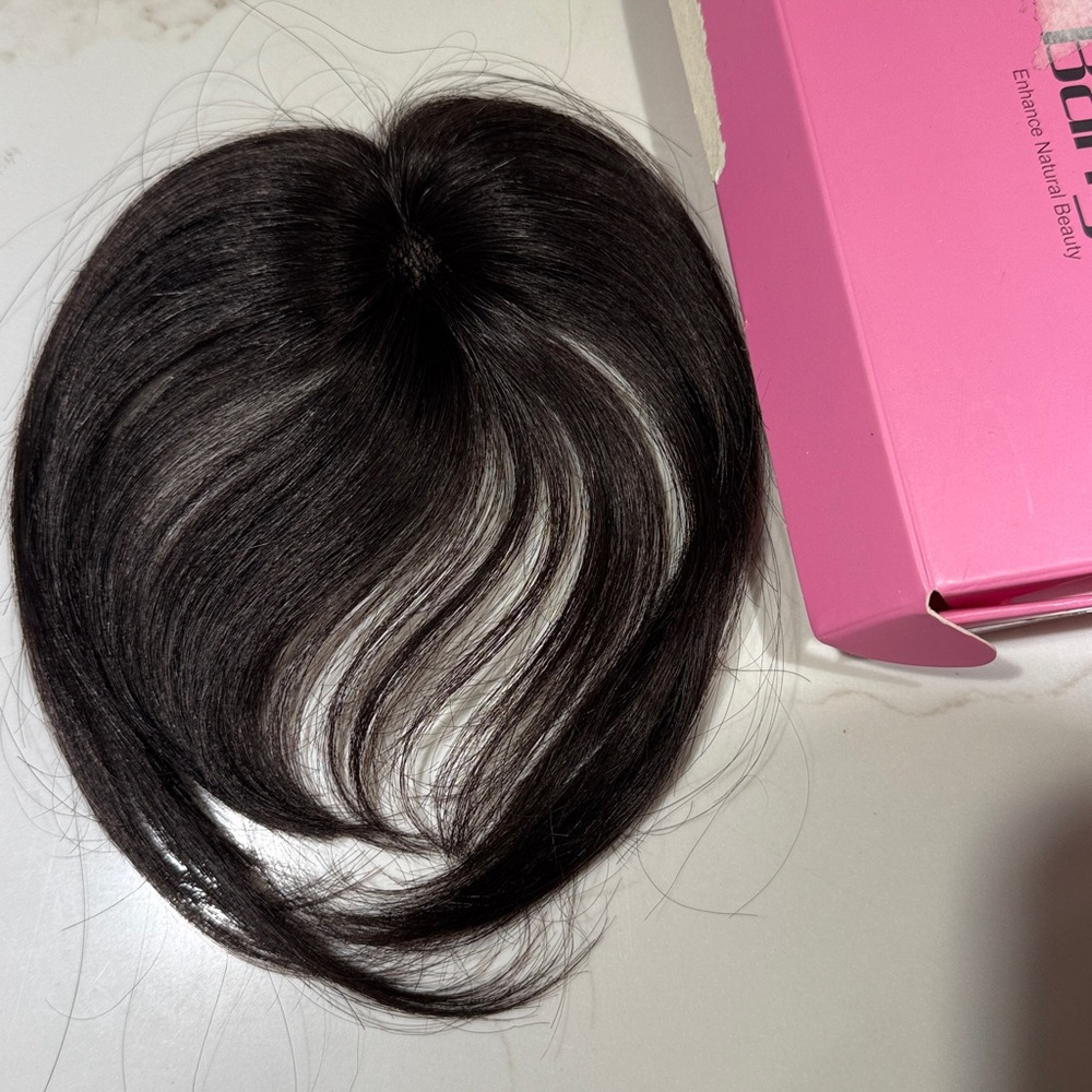 💯% HUMAN Hair, Curtain Bangs, Dark Brown/Almost Black - Picture 12 of 14